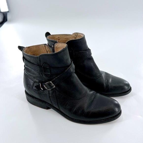 FRYE Jayden cross strap motorcycle boot black leather size 8 B - Picture 10 of 16
